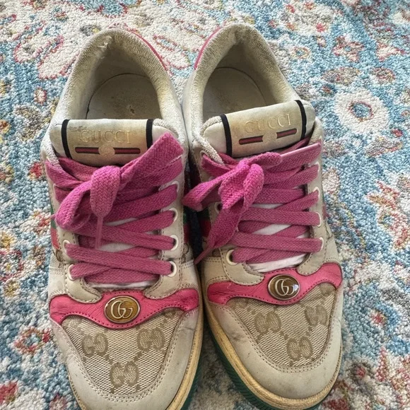 Gucci Beige and Magenta Sneakers authentic - Picture 2 of 7